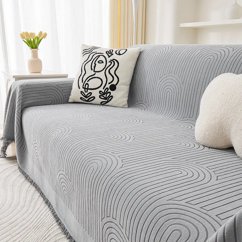Plaid Canapé Anti-Griffes CHENILI YB Qi Feng Volume Gray-180X400cm