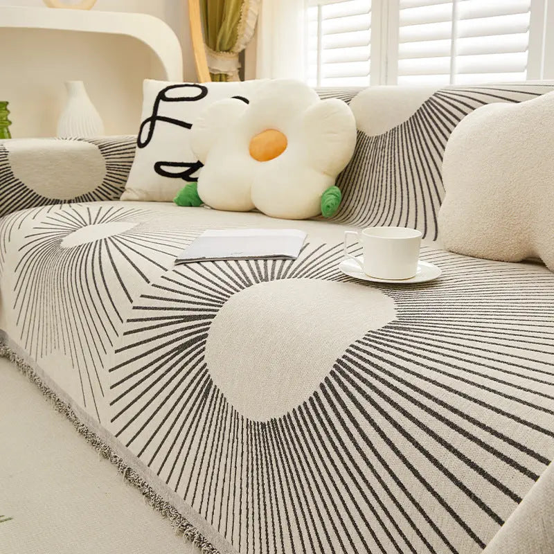 Plaid Canapé Anti-Griffure CHENYE MY2 Nordic Lines Black-180X180cm