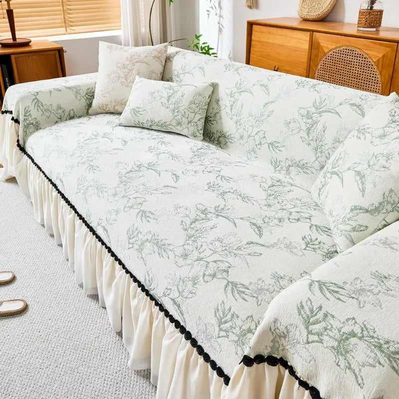 Plaid Canapé Chenille Classique FLOREA Green-180x380cm