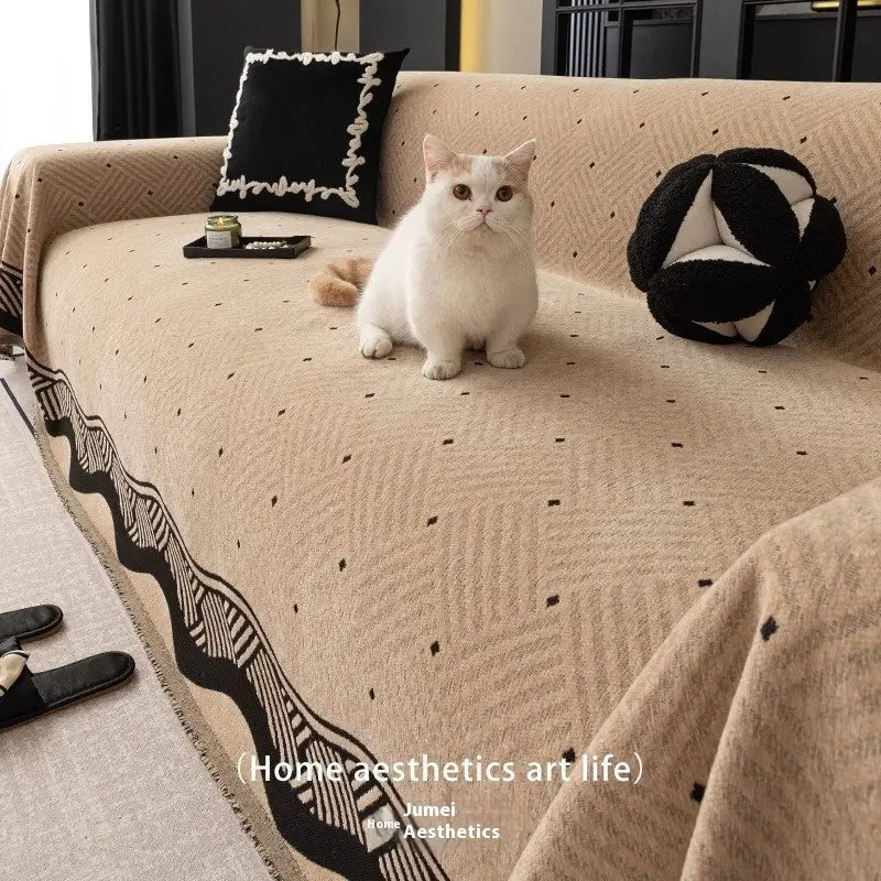 Plaid Canapé Chenille Élégant SOLINO Khaki-180X460cm