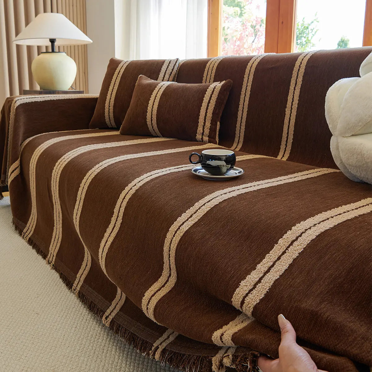 Plaid Canapé Chenille Élégant ZEVRO Coffee Color-180x260cm