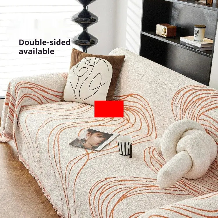 Plaid Canapé Chenille Moderne SIMOLI Minimalist Line Orange-180X300cm
