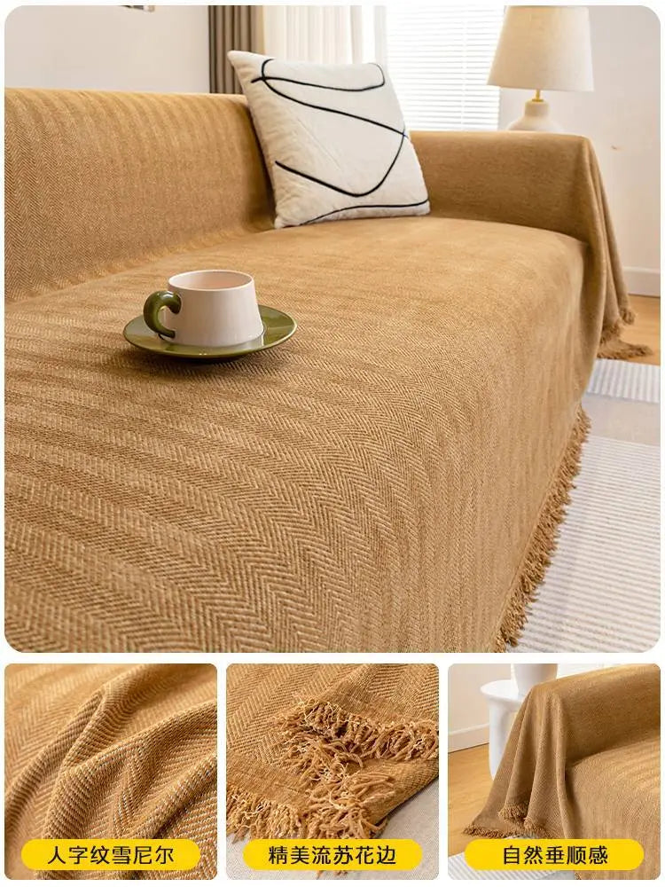 Plaid Canapé Chenille PROTECTOR Cream coffee-180x260cm