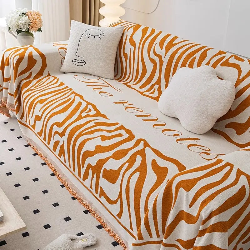 Plaid Canapé Chenille Strié CARINO YB Pelode Orange-180x230cm