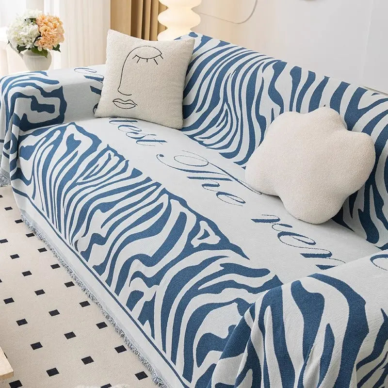 Plaid Canapé Chenille Strié CARINO Yb Perod Blue-180X320cm