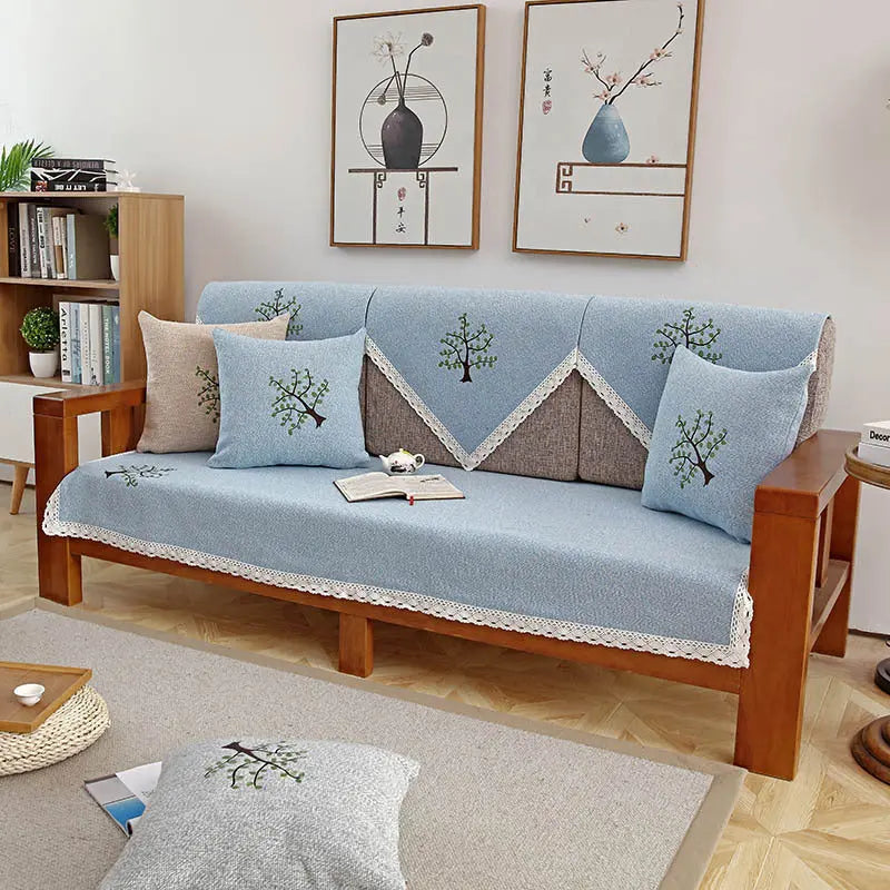 Plaid Canapé Coton Minimalist TRESPA Youth tree blue-70x210cm