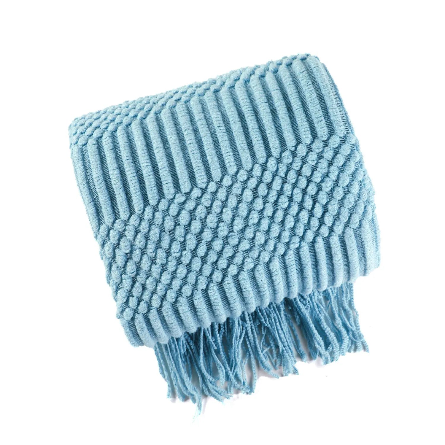 Plaid Canapé Modern AERO Lake Blue-130X230CM Including Tassels