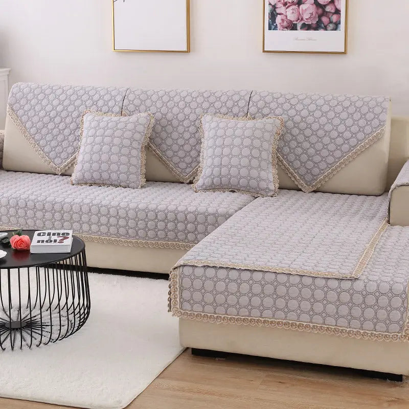 Plaid Canapé Moderne Ensemble FLOREA Happiness GardenGray-90x160