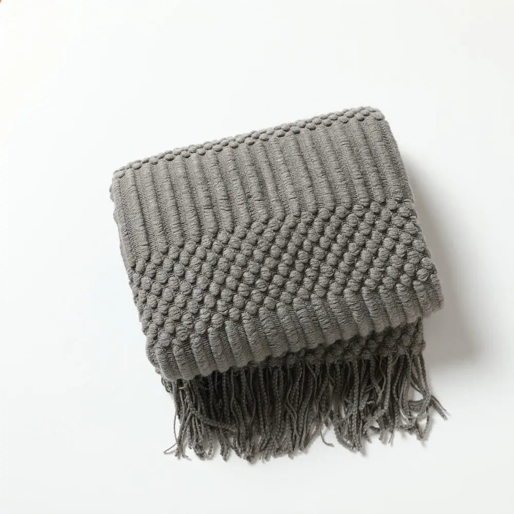Plaid Canapé Moderne NordicHug Smoky Gray-127 X180CM Including Tassels