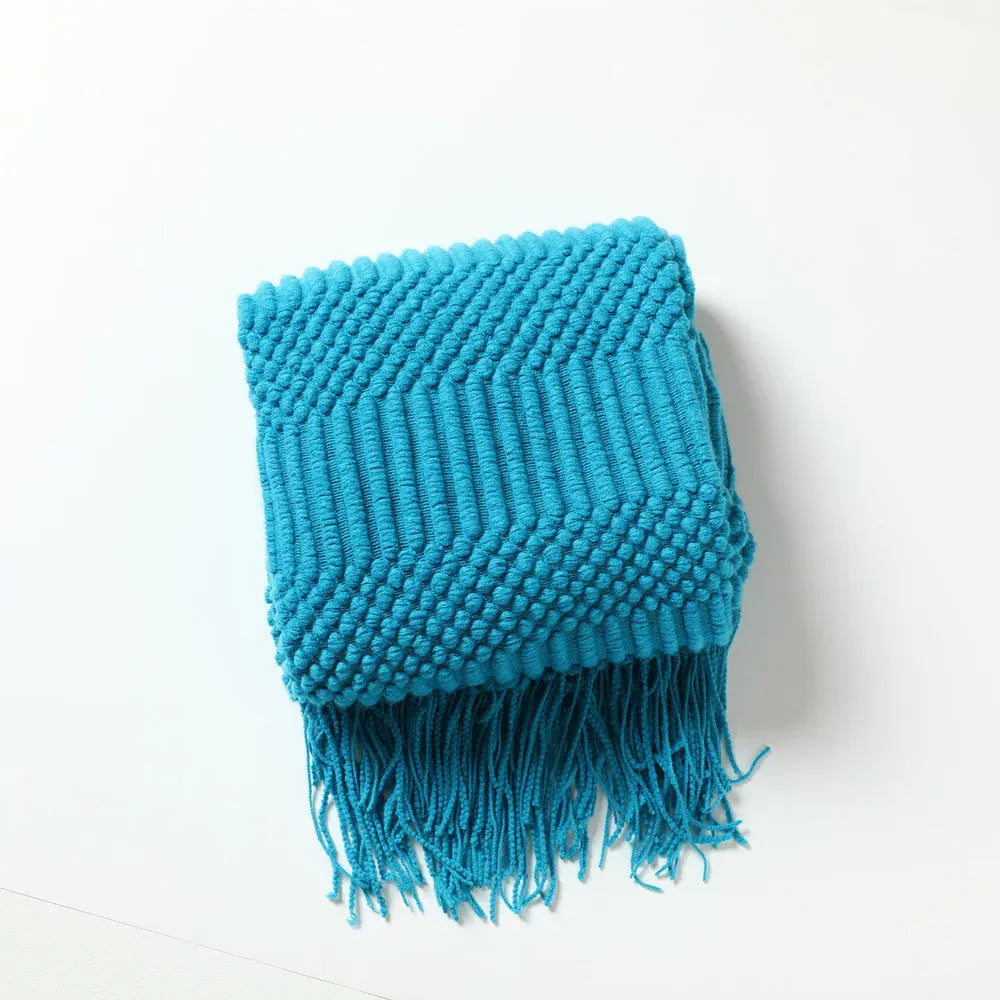 Plaid Canapé Moderne NordicHug Peacock Blue-127 X180CM Including Tassels