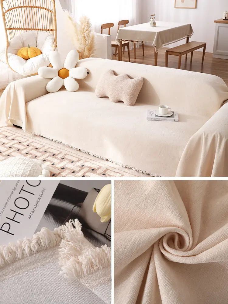 Plaid Canapé Multifonctionnel CHENILO Yb Youyun Creamy White-180X180cm