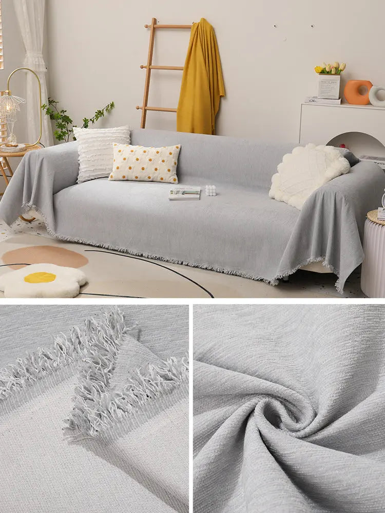 Plaid Canapé Multifonctionnel CHENILO Yb Youyun Smoky Gray-180X360cm