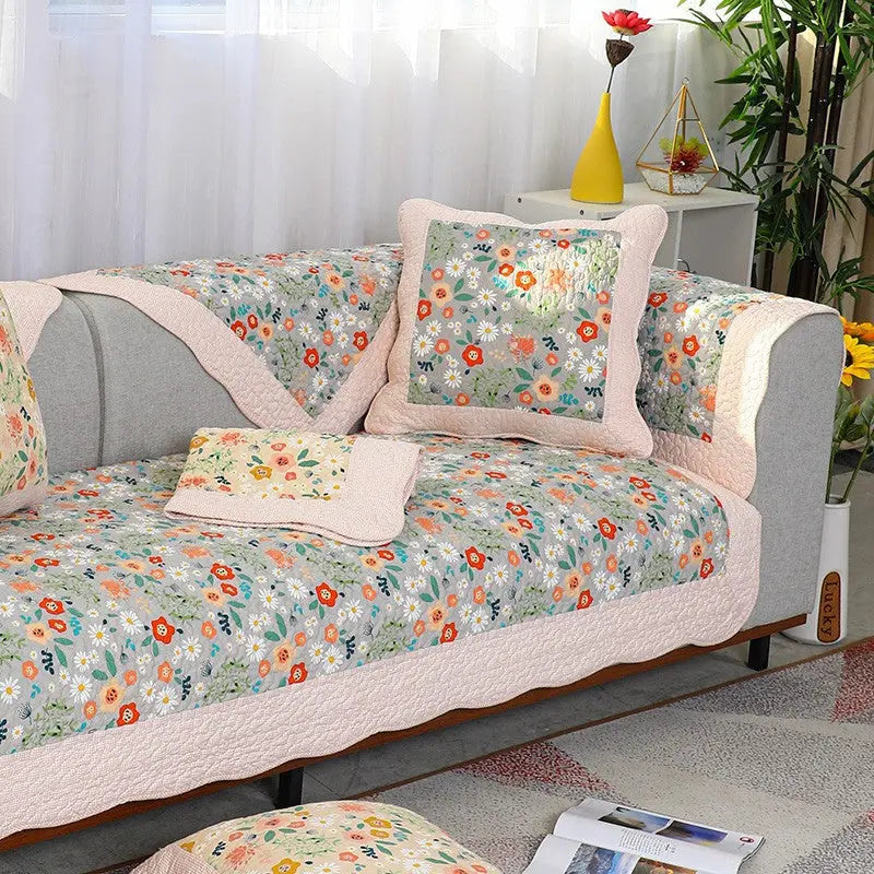 Plaid Canapé Universel MONICA Flowers Gray-70x210cm