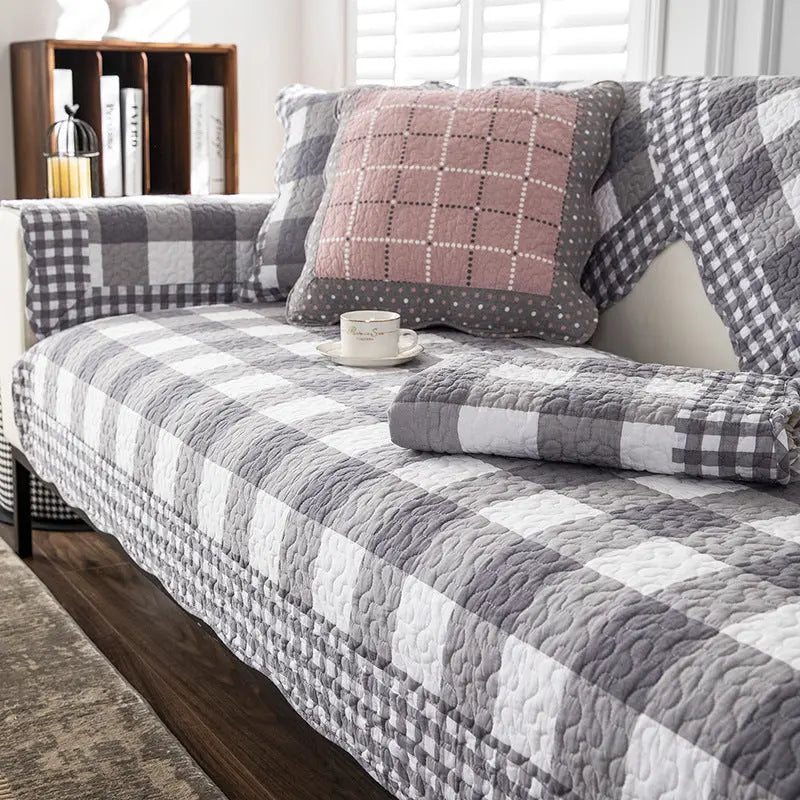 Plaid Canapé Universel MONICA Small Gray Grid-70x210cm