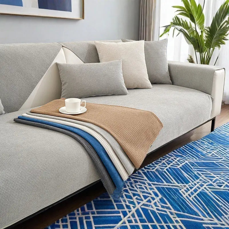 Plaid Canapé Velours Moderne SOFANTA Light Gray-110x110