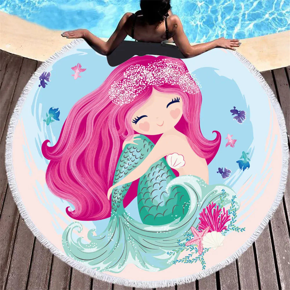 Serviette De Plage Sirène Rose MELODY C1-150X150cm