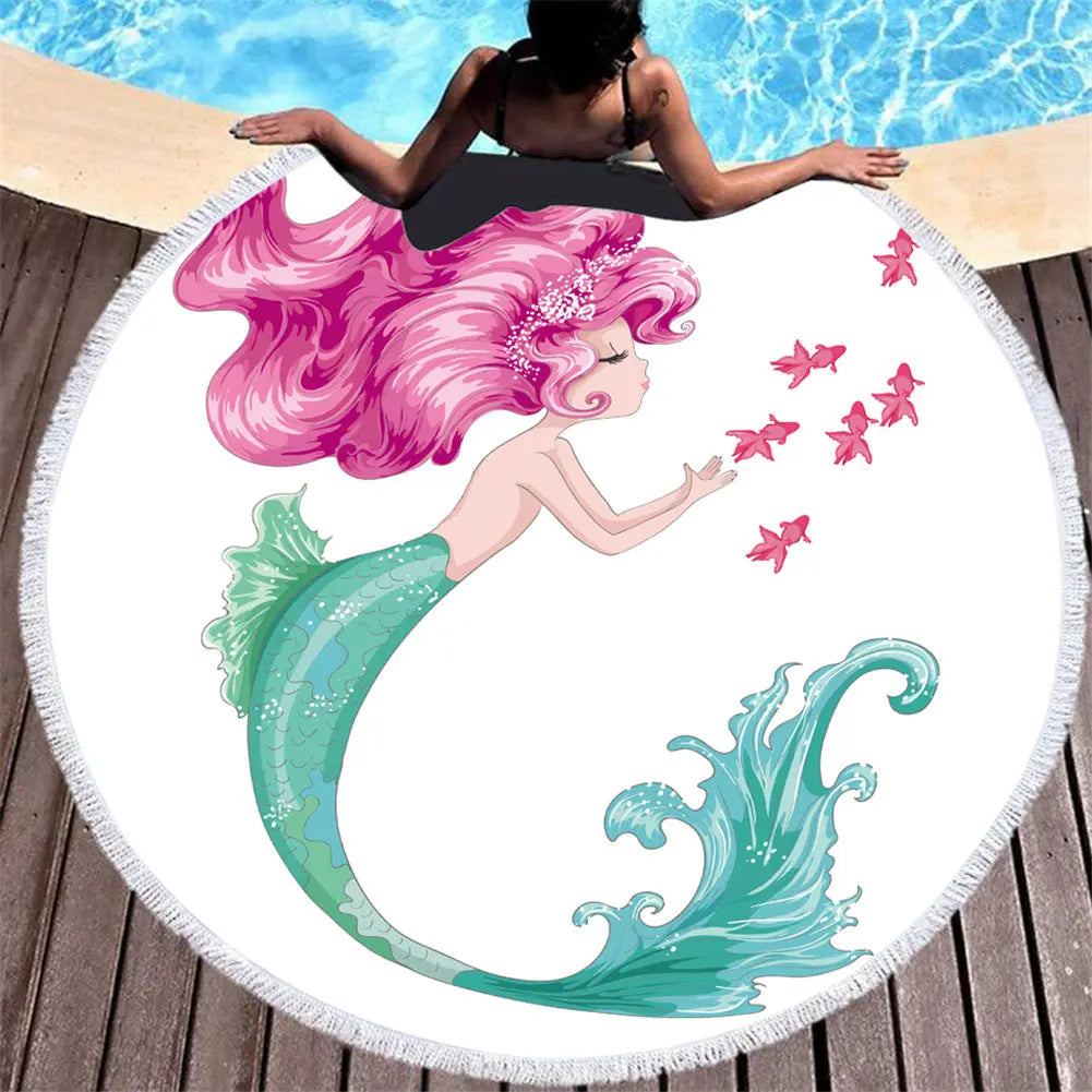 Serviette De Plage Sirène Rose MELODY C6-150X150cm