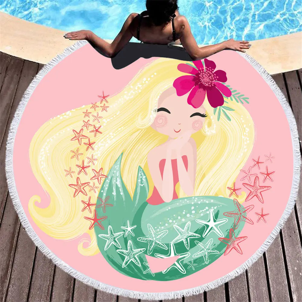 Serviette De Plage Sirène Rose MELODY C14-150X150cm