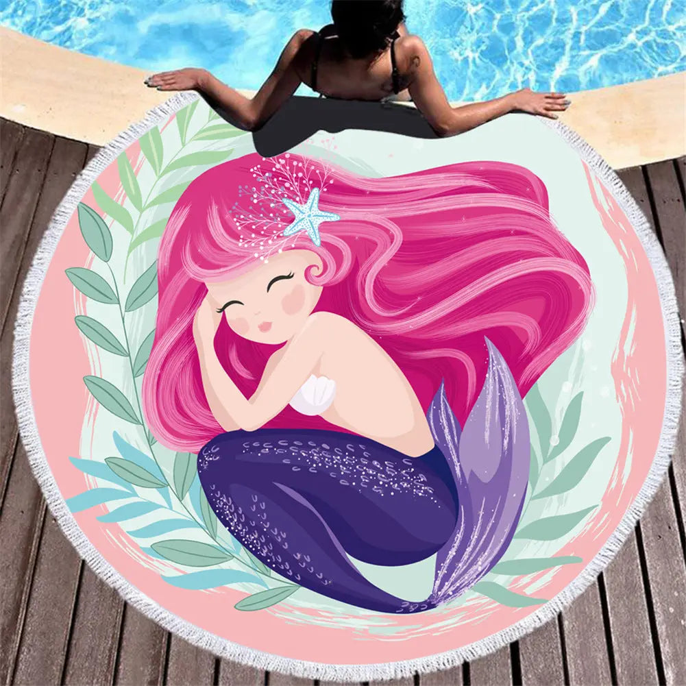 Serviette De Plage Sirène Rose MELODY C16-150X150cm