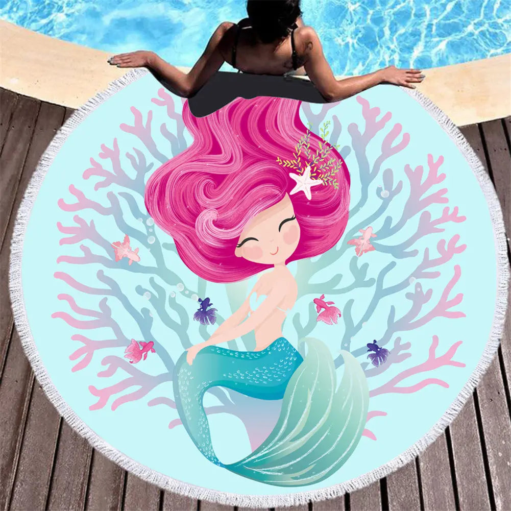 Serviette De Plage Sirène Rose MELODY C3-150X150cm
