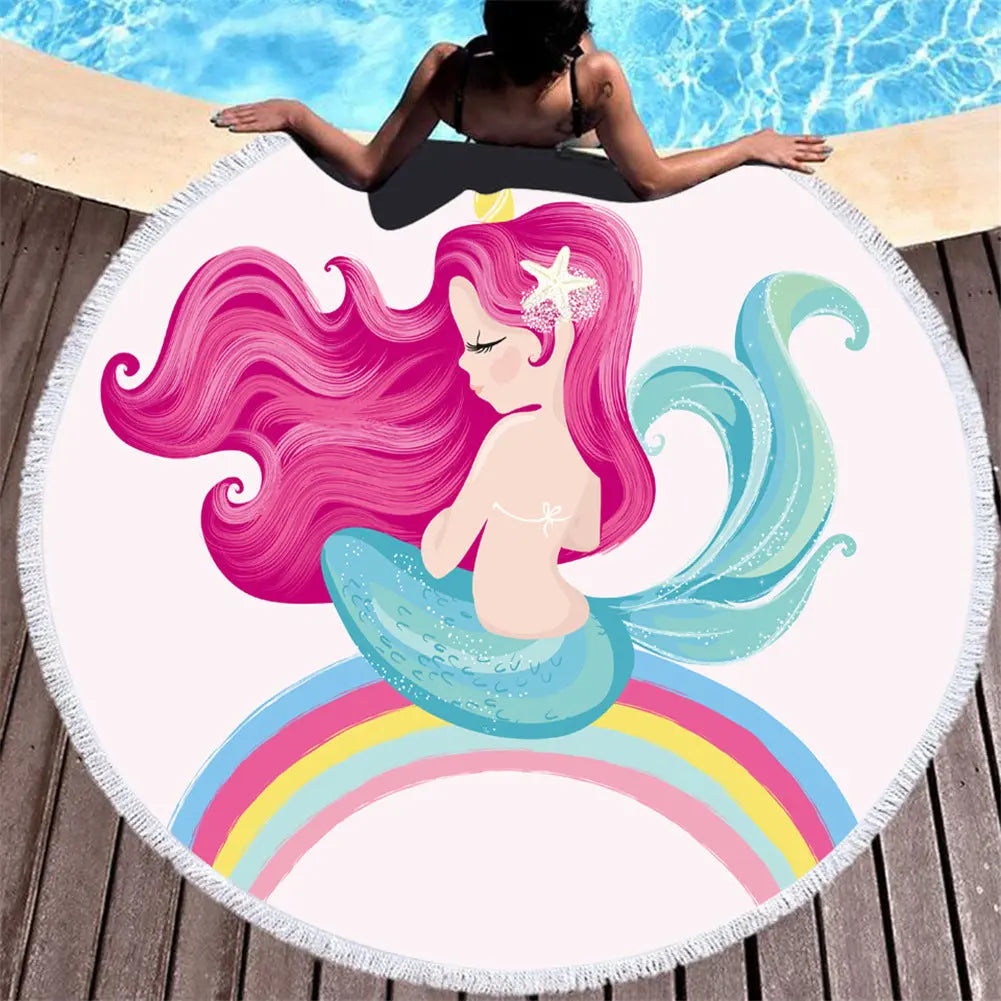 Serviette De Plage Sirène Rose MELODY C7-150X150cm
