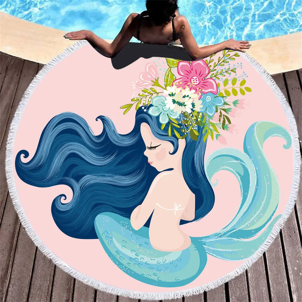 Serviette De Plage Sirène Rose MELODY C8-150X150cm