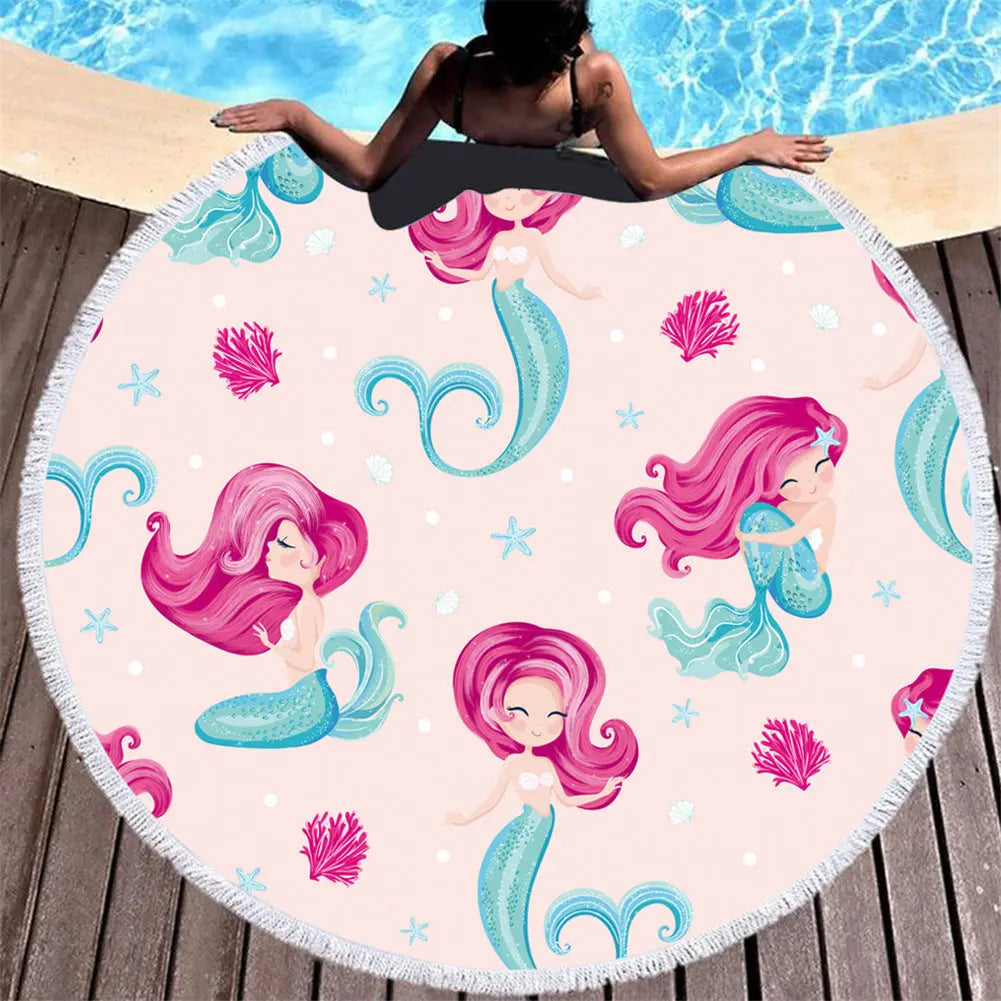 Serviette De Plage Sirène Rose MELODY C5-150X150cm