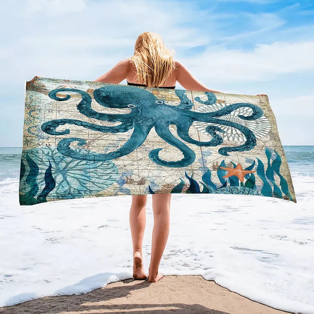 Serviette Plage Imprimée SPLASH Btdz11 Octopus-140cmx70cm