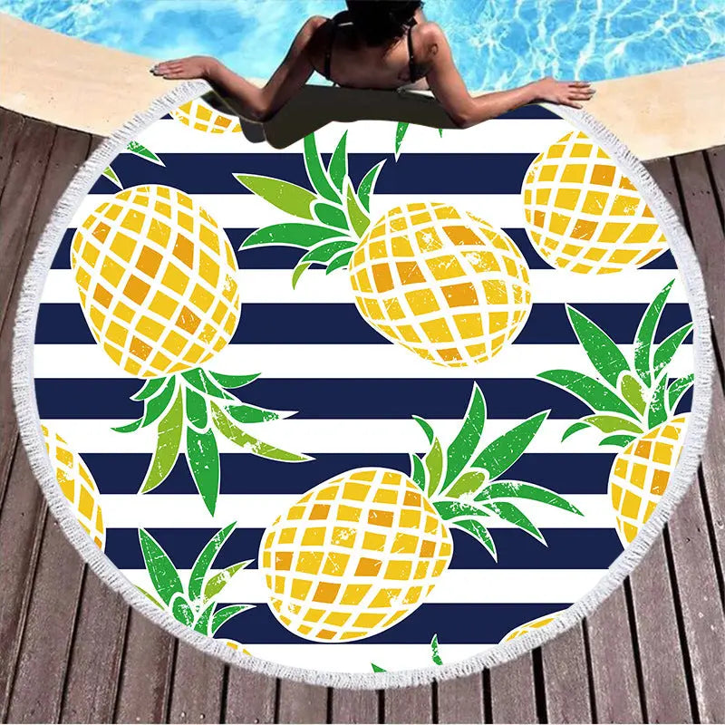 Serviette Plage Ronde Imprimée SOLARIA Yellow-150x150cm