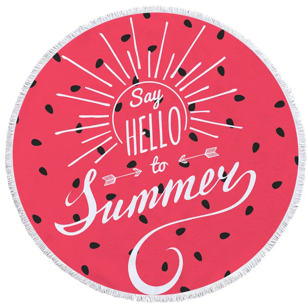 Serviette Plage Ronde Imprimée SOLARIA Watermelon red-150x150cm