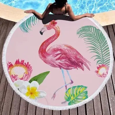 Serviette Plage Ronde Imprimée SOLARIA Pale pink-150x150cm