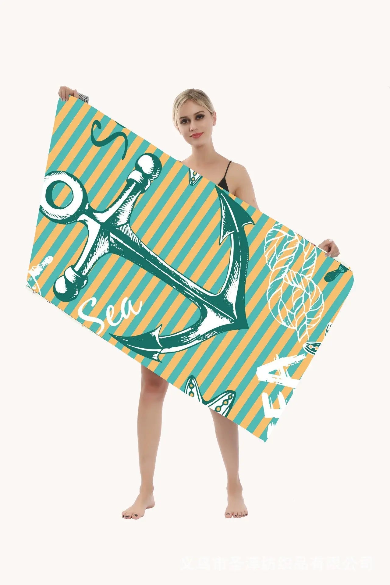 Serviette Plage Séchage Rapide TURBLAX Green Boat Anchor-80X160cm