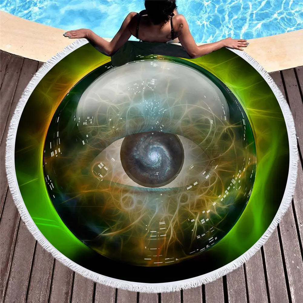 Serviette Ronde Imprimée RETROSPHX 2-150X150cm