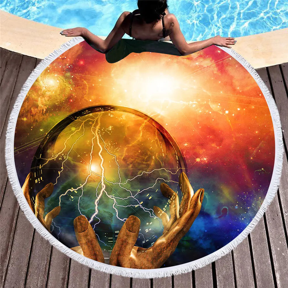 Serviette Ronde Imprimée RETROSPHX 1-150X150cm