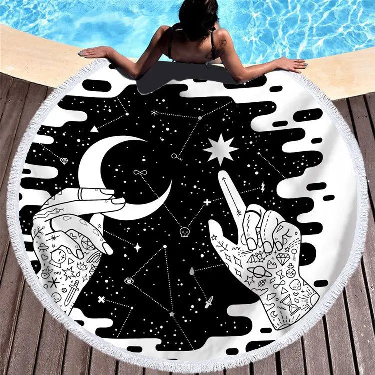 Serviette de Plage Frangée DORINA Photo Color-150x150cm