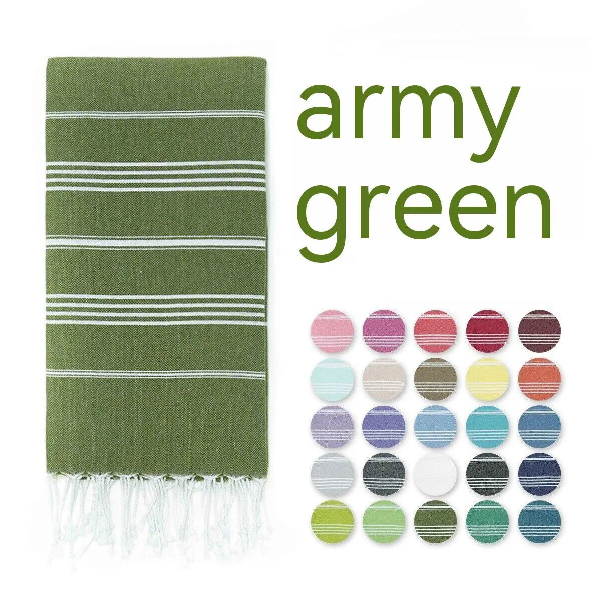 Serviette de Plage Luxe SABIT Turkish Stripes Army Green-90x180