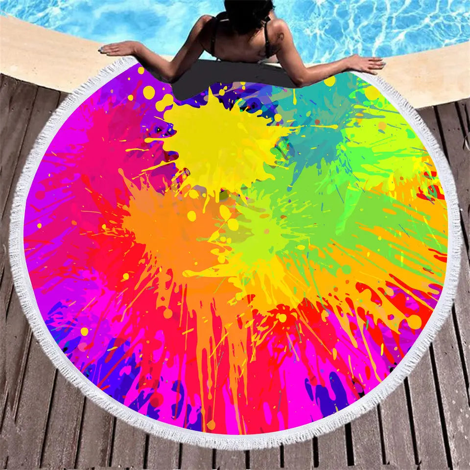 Serviette de Plage Microfibre Ronde ELYOS 7 style