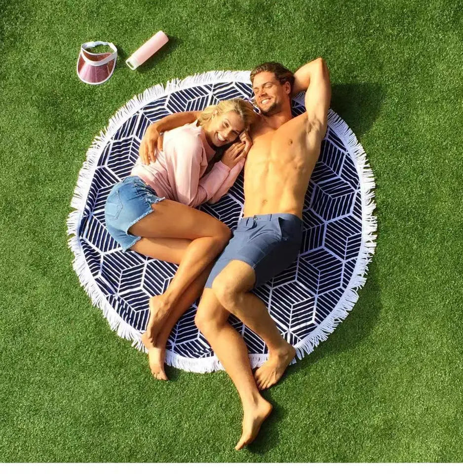 Serviette de Plage Ronde Soleil J-150X150cm