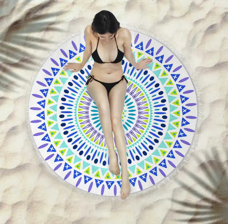 Serviette de Plage Ronde Soleil K-150X150cm