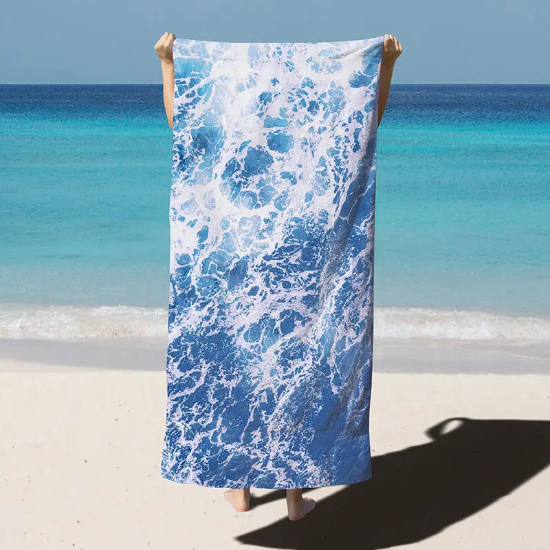 Serviette de Plage Séchage Rapide MAVERRA Waves flowers-180x90CM