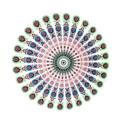 Serviette de plage Polyester Peacock Round without tassel