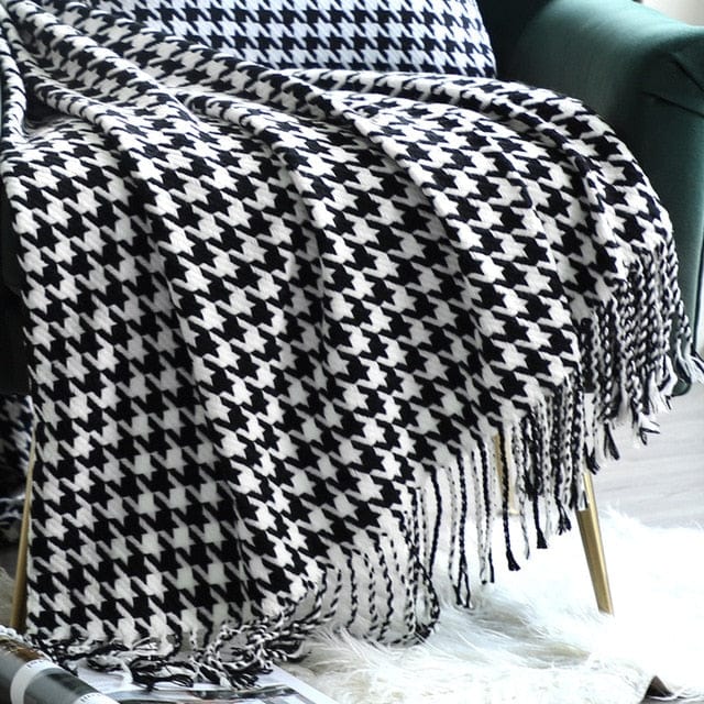 TSINGA - Plaid canapé décoratif noir et blanc | Housse De France