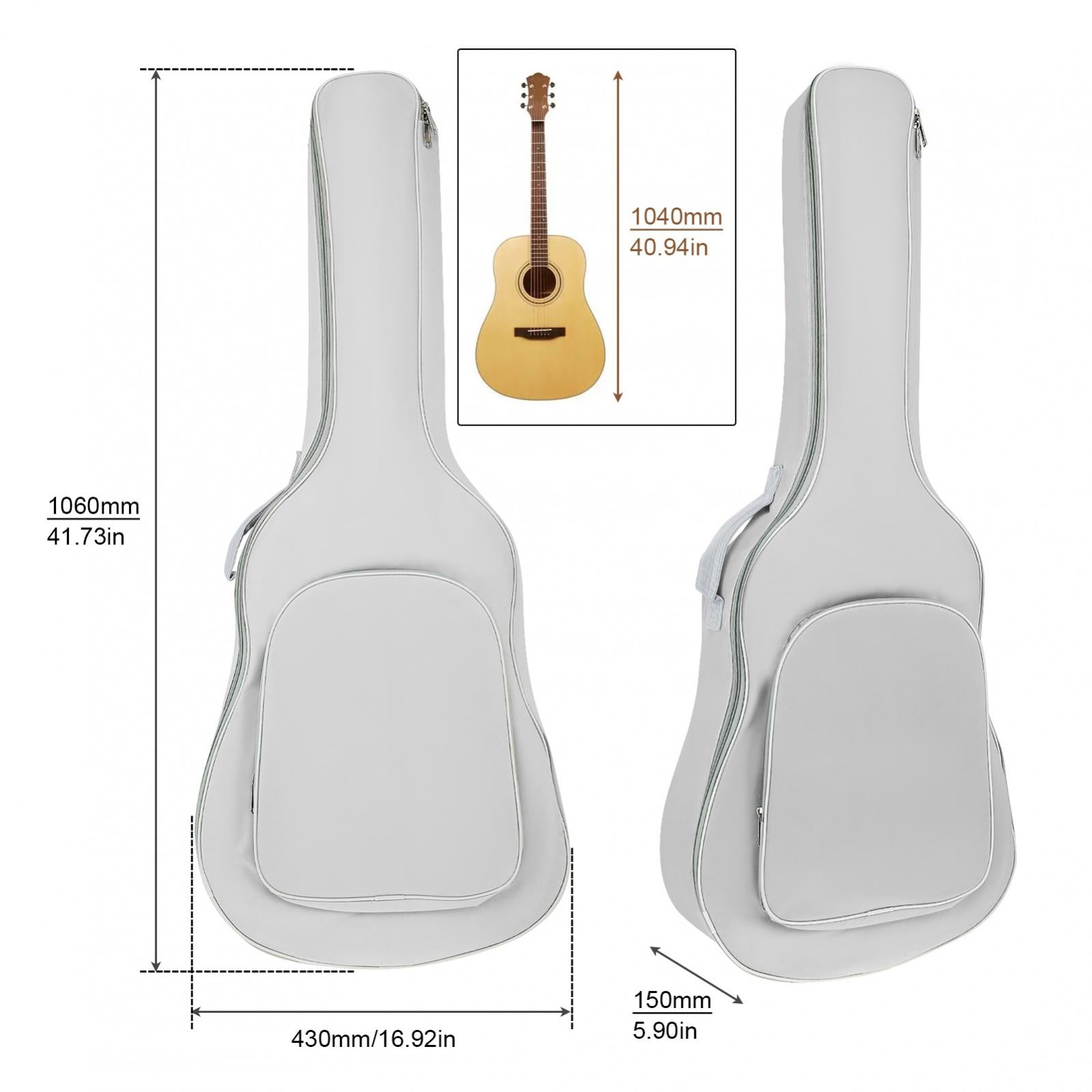 1 pièce 40 / 41 pouces rembourré résistant à l'eau épais guitare acoustique sac à dos Gig, sac de guitare à couverture souple Housse de France