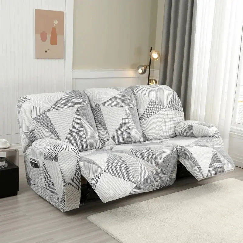 Housse De Canapé Inclinable Extensible 2 Places Jacquard Avec Poches - Protection Bianco Housse De Canapé Inclinable Extensible 2 Places Jacquard Avec Poches - Protection Bianco