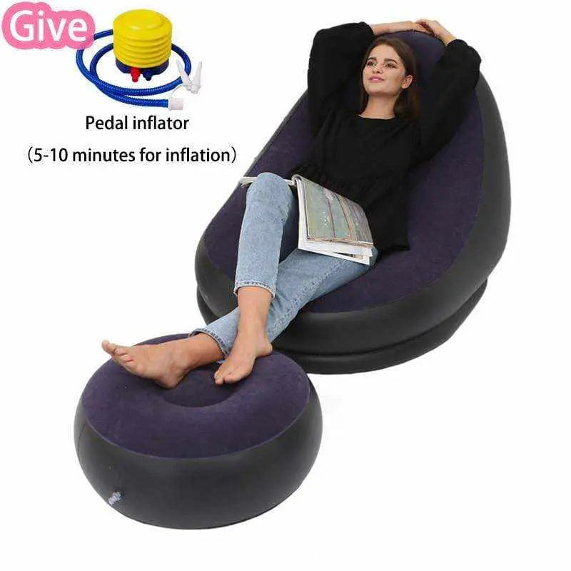 Canapé gonflable LAZYSOF, Fauteuil paresseux avec repose pied pliant gonflable - Housse De France