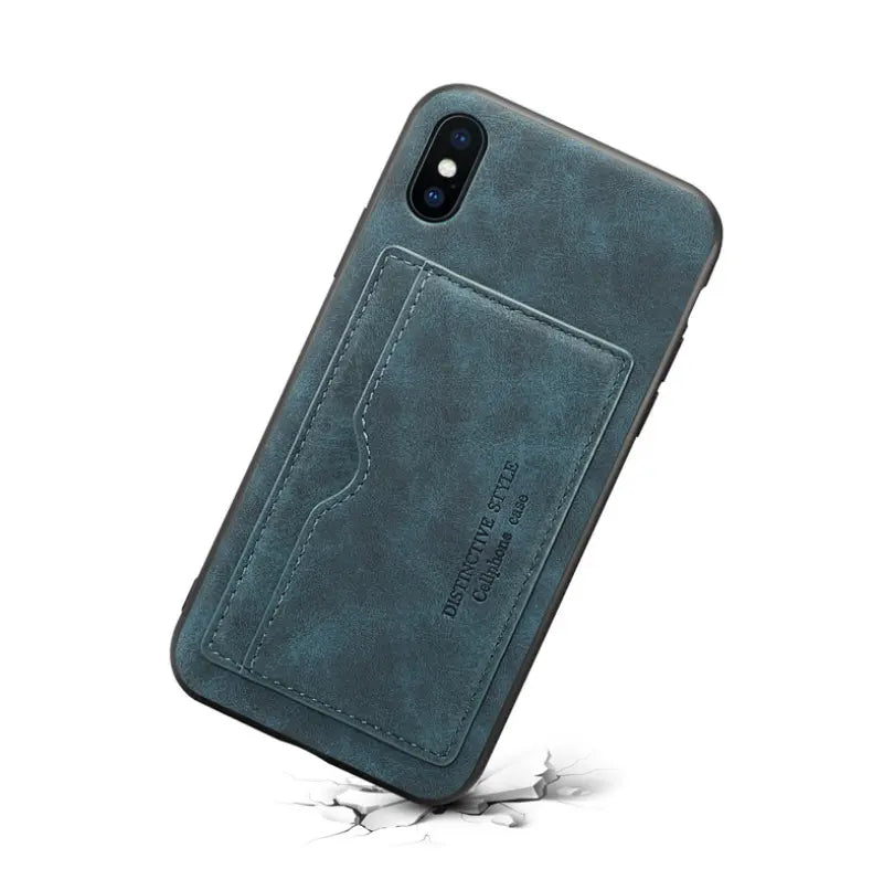 Coque Téléphone Cuir MagSLIM Blue-S10
