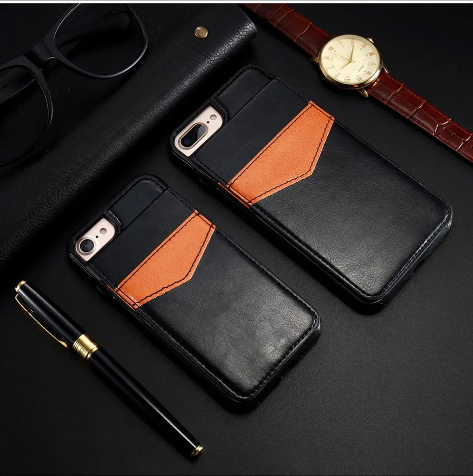 Coque Téléphone Cuir Retro ASTOR Black-iPhone8 7 plus