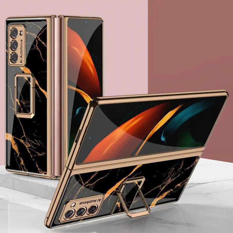 Coque Téléphone Verticale Lux CLCKQ Gold line black-SM Galaxy Z Fold2