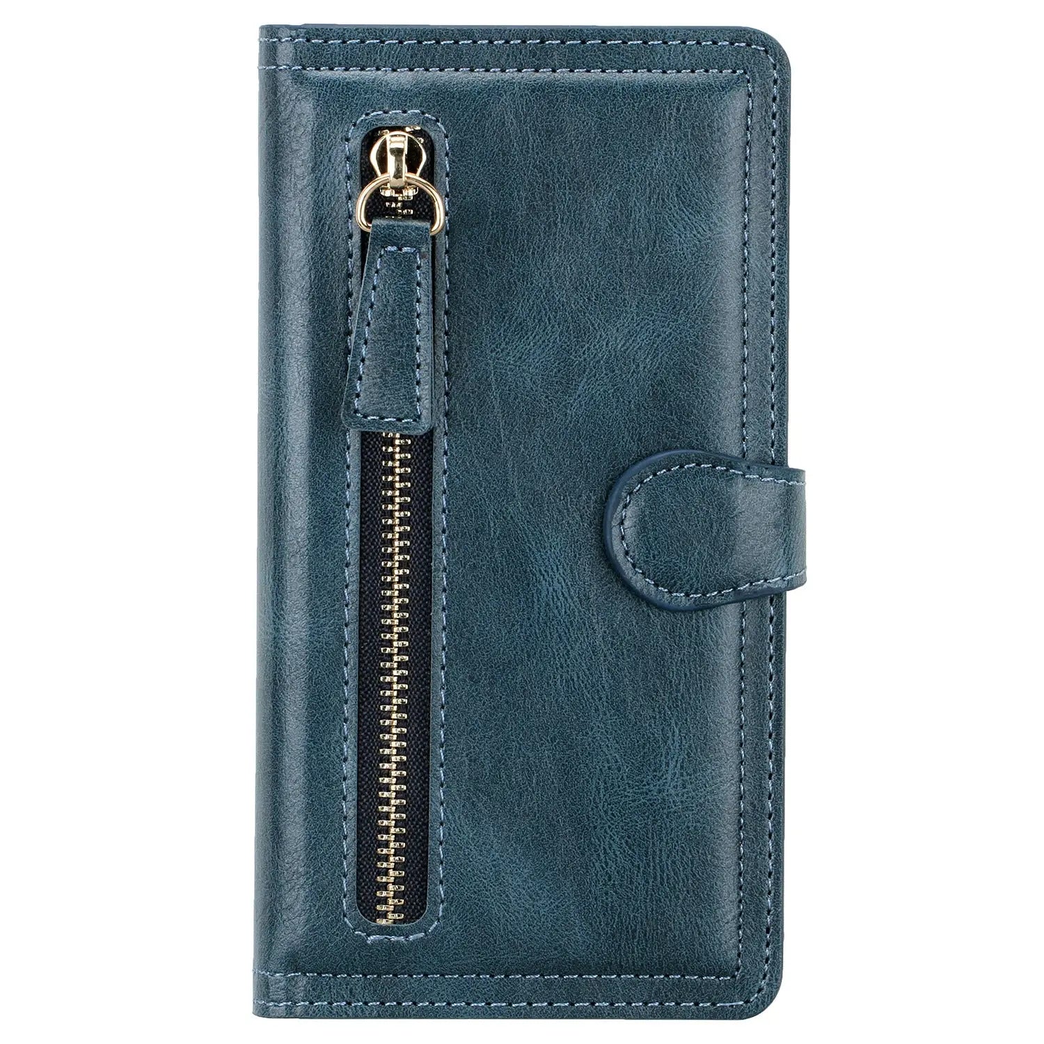 Coque de Téléphone Cuir Zippé ZALTAN Blue-IPhone XR