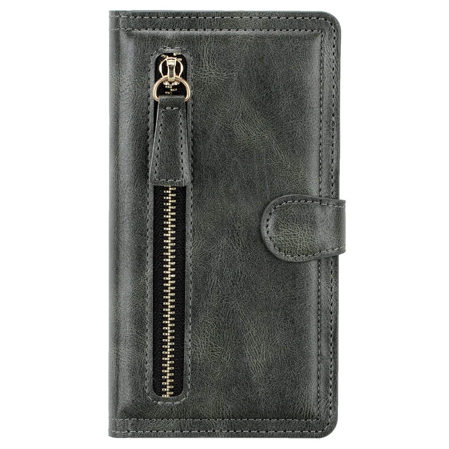 Coque de Téléphone Cuir Zippé ZALTAN Grey-IPhone XR